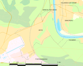 Mapa obce Avon