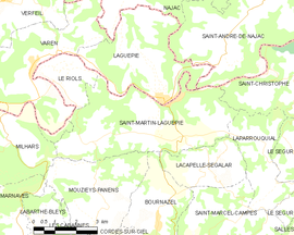 Mapa obce Saint-Martin-Laguépie