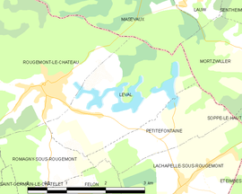 Mapa obce Leval