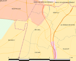 Mapa obce Arcueil