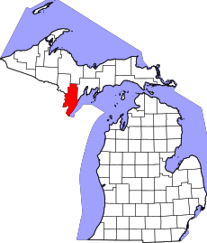 Map of Michigan highlighting Menominee County.svg