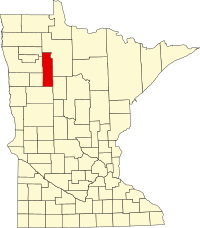 Map of Minnesota highlighting Clearwater County