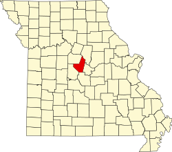 map of Missouri highlighting Moniteau County