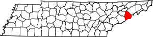 State map highlighting Cocke County
