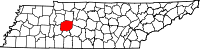 Locatie van Hickman County in Tennessee