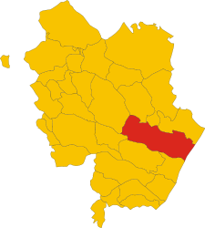 Posizione del comune di Pisticci nella provincia di Matera