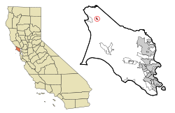 Местоположение в окръг Марин и щата Калифорния