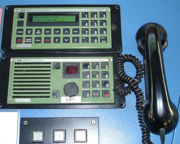 VHF marine radio on a ship