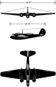 3-view silhouette of the Martin B-10.