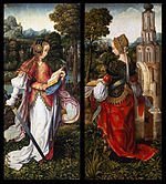 Master of Frankfurt, St Catherine, St Barbara, 1510-1520, oil on panel 158.7 x 70.8 cm (each), Mauritshuis Royal Picture Gallery, The Hague..jpg