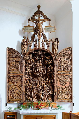 Mauer bei Melk, Carved altar of 1509 Mauer - Kirche, Schnitzaltar.JPG