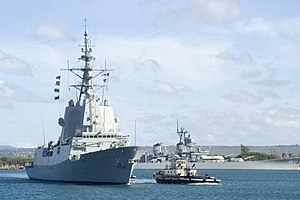 The frigate Mendez Nunez, sailing off the coast of Hawaii in 2007. Mendez Nunez (F104).jpg