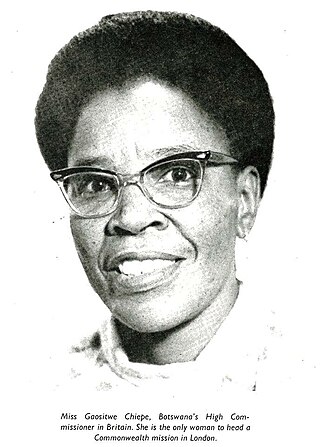 <span class="mw-page-title-main">Gaositwe Chiepe</span> Motswana politician and diplomat (born 1922)