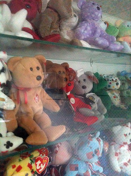 Some Beanie Babies on display by a collector