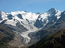 Morteratschgletscher (2007) mit Piz Palü und Piz Bernina