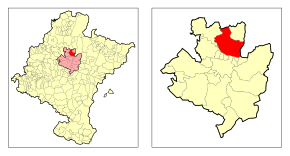 Localização do município de Ezcabarte na Cuenca de Pamplona e em Navarra