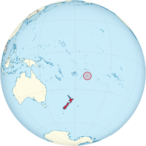 Karte des Südpazifik mit eingezeichneter Lage von Neuseeland und von Niue