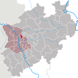 Poloha mesta Oberhausen v rámci spolkovej krajiny Severné Porýnie-Vestfálsko