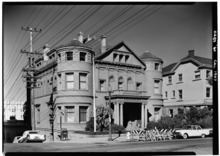 Whittier Mansion, 2090 Jackson Street October 1960 SOUTHWEST ELEVATION - Whittier Mansion, 2090 Jackson Street, San Francisco, San Francisco County, CA HABS CAL,38-SANFRA,75-2.tif