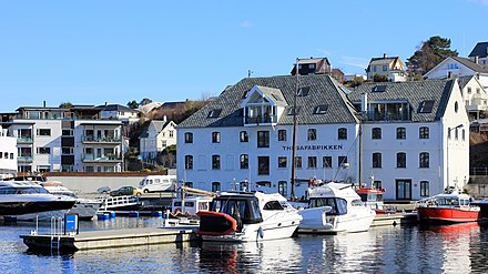 View of the harbor area of Leirvik