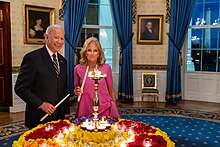 President Biden and First Lady Jill Biden light a diya in the White House to celebrate Diwali P20211027AS-1638 (51760538927).jpg