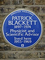 PATRICK BLACKETT 1897-1974 Physicist and Scientific Advisor lived here 1953-1969.jpg