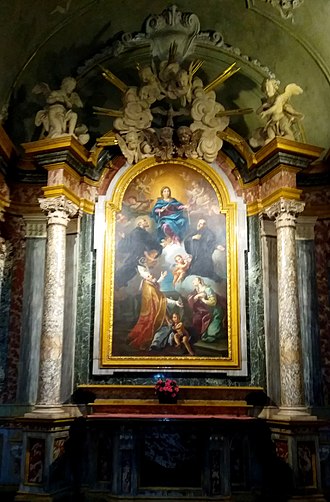 Altarpiece of Saints Biagio and Liduvina - Church of San Francesco Turin, by Isabella Maria dal Pozzo (1666) Pala altare Santi Biagio e Liduvina chiesa San Francesco Torino.jpg