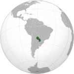 南アメリカにおけるパラグアイの地図