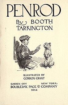 Cover page for Penrod, depicting Penrod Schofield and his dog Duke (1914)