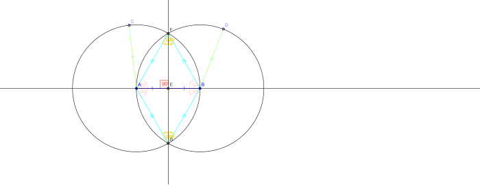 Bisection of a line segment using a compass and ruler