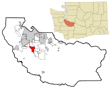 Pierce County Washington Sisällytetyt ja rekisteröimättömät alueet Spanaway Highlighted.svg