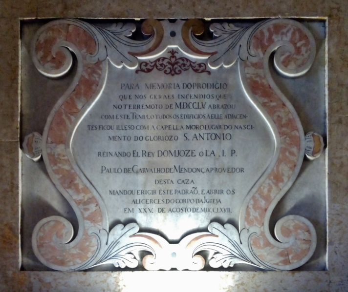 File:Placa na Igreja de Santo António à Sé 01.png