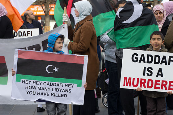 People protesting against Gaddafi in Dublin, Ireland, March 2011