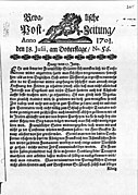A front page of the city's oldest newspaper Revalsche Post-Zeitung (1689–1710)