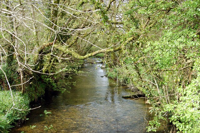 The young River Camel at Slaughterbridge upstream of Camelford