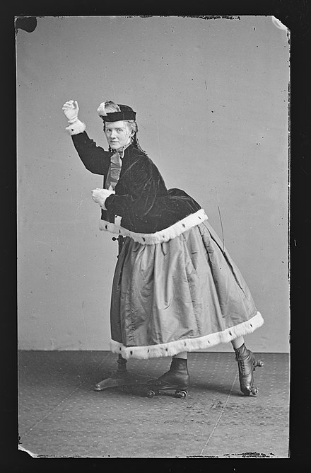 Unidentified woman roller skater, c. 1860-1870