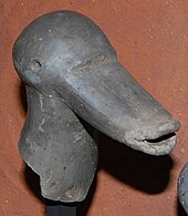 Roman spout in shape of a Duck's head, found at Derby racecourse and now at Derby Museum and Art Gallery Roman duck head spout, Derby.jpg