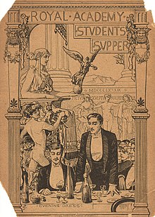 Royal Academy Students Supper 1889. Front page of menu.