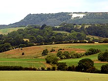 The Hambleton Hills and Kilburn White Horse from near Coxwold, North Yorkshire