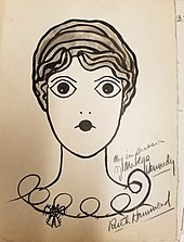 Caricature of Madge Kennedy by actress Ruth Hammond for Manuel Rosenberg, 1925