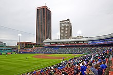 A Blue Jays home game at Sahlen Field in Buffalo, New York in July 2021 Sahlen Field - Toronto Blue Jays (51325049130).jpg