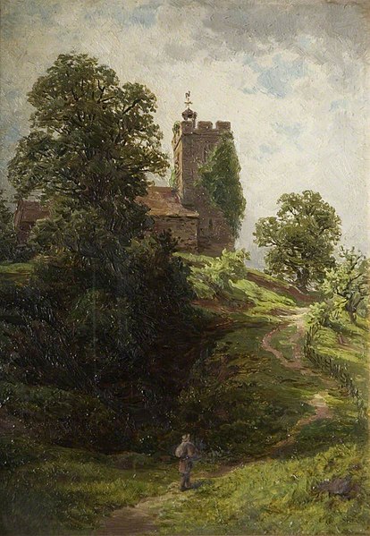 File:Samuel Henry Baker (1824-1909) - Wigmore Church near Ludlow (panel in the Everitt Cabinet) - 1892P41.1 - Birmingham Museums Trust.jpg