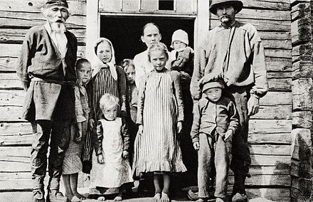 Settled Sami (Lapplander) family of farmers in Stensele, Västerbotten, Sweden, early 20th century