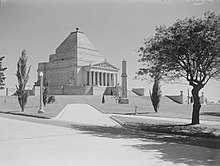 Shrine of Remembrance and surrounding parkland, circa 1940. Shrine of Remembrance circa 1940.jpg
