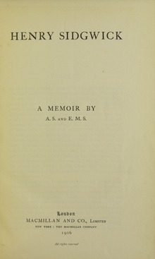 Arthur & Eleanor Mildred Sidgwick, Henry Sidgwick, 1906