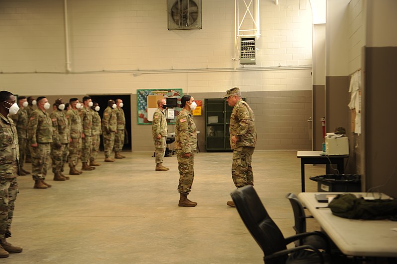 File:South Carolina National Guard General Jones gives coins to soldiers in support of South Carolina COVID-19 response efforts (49891187576).jpg