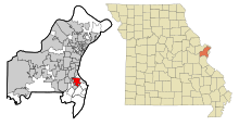 St. Louis County Missouri Beépített és be nem épített területek Affton Highlighted.svg