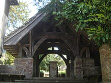 The oak and Sussex Marble lychgate dates from 1905. St Mary Magdalene's Church, Bolney (Lychgate).JPG