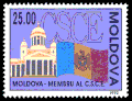 Flag of Moldova on the background of CSCE seat.