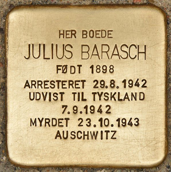 File:Stolperstein für Julius Barasch (Kopenhagen).jpg